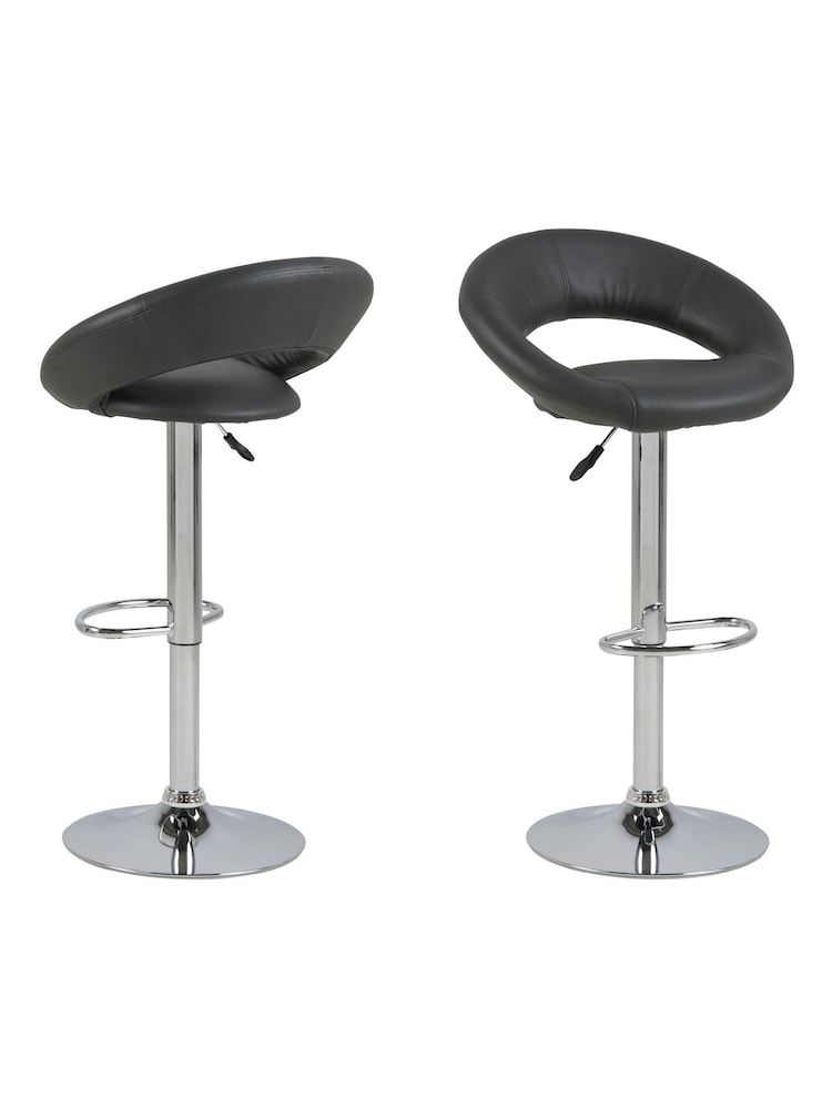 Actona Black Plump Swivel Bar Stool with Open Back - Image 2 of 3
