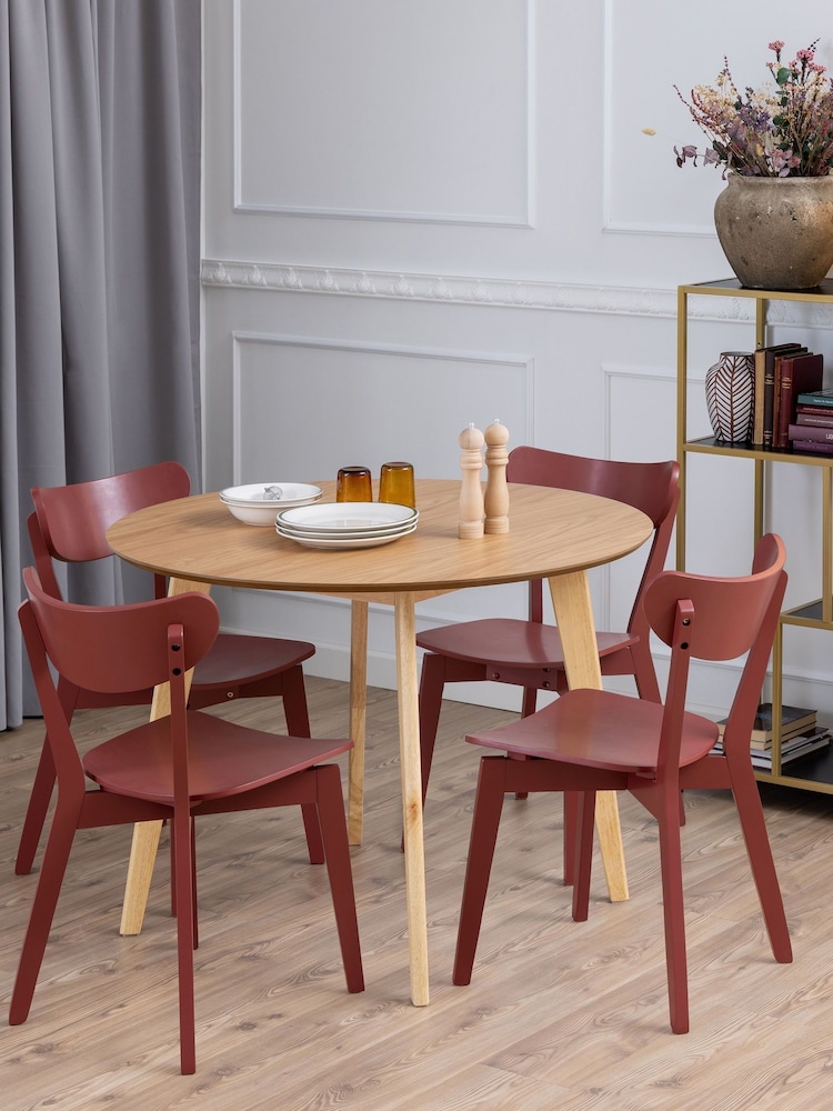 Actona Oak Roxby 4 Seater Compact Round Dining Table - Image 1 of 6