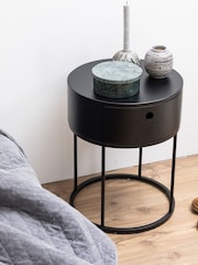 Actona Black Polo Round Bedside Table - Image 1 of 6