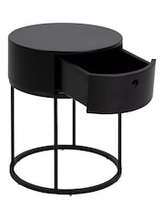 Actona Black Polo Round Bedside Table - Image 4 of 6