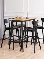 Actona Set of 2 Oak Roxby Bar Stools - Image 1 of 6
