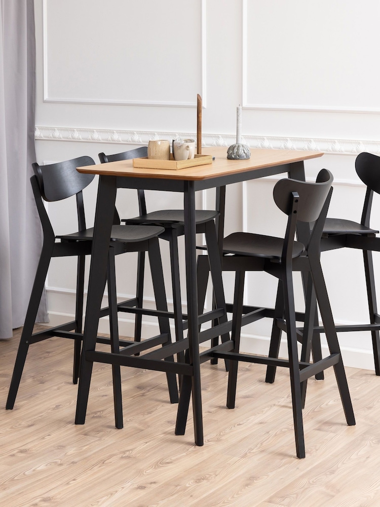 Actona Set of 2 Oak Roxby Bar Stools - Image 1 of 6