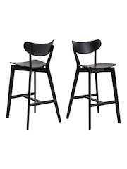 Actona Set of 2 Oak Roxby Bar Stools - Image 3 of 6