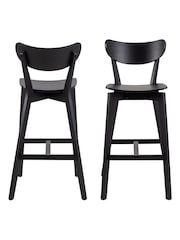 Actona Set of 2 Oak Roxby Bar Stools - Image 4 of 6