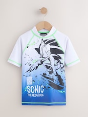 White/Blue Sonic Rash Vest (3-16yrs) - Image 1 of 4