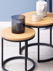 Actona Black Oak Spiro Round Nest of Tables - Image 1 of 6