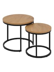 Actona Black Oak Spiro Round Nest of Tables - Image 2 of 6