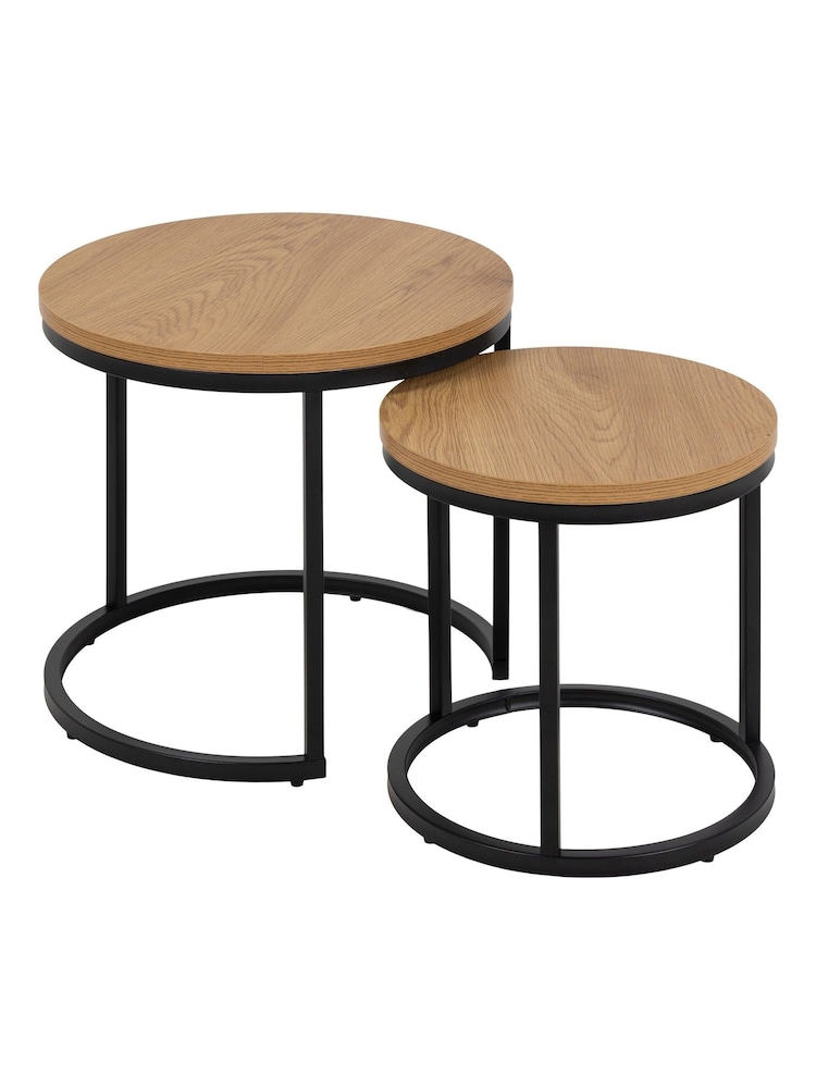 Actona Black Oak Spiro Round Nest of Tables - Image 2 of 6
