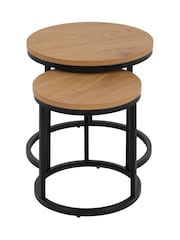 Actona Black Oak Spiro Round Nest of Tables - Image 3 of 6