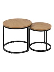 Actona Black Oak Spiro Round Nest of Tables - Image 4 of 6