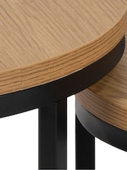 Actona Black Oak Spiro Round Nest of Tables - Image 6 of 6