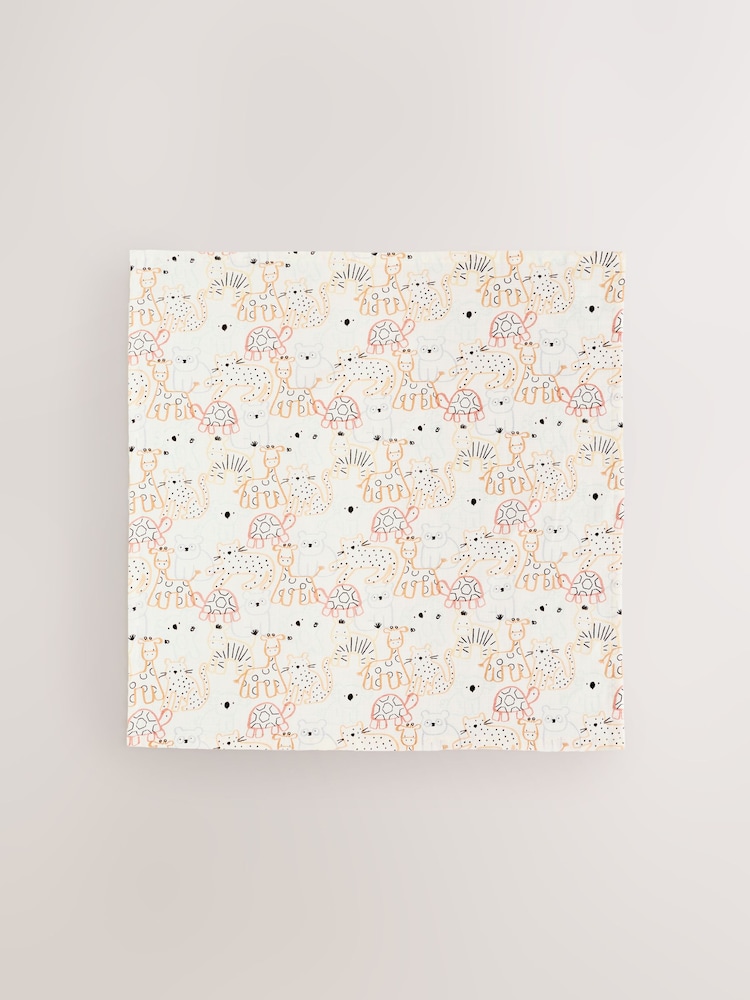 Neutral Safari Baby Muslin Cloths 4 Pack - Image 2 of 5