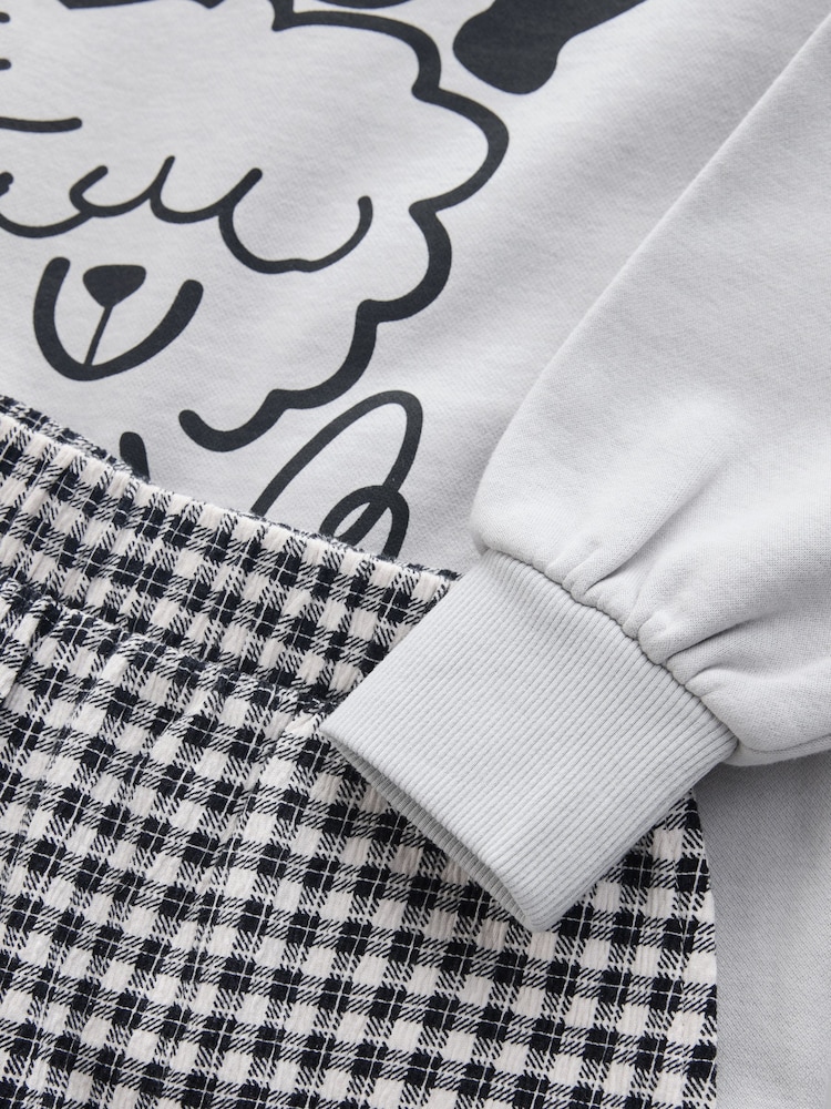 Grey/Gingham Dog Sweatshirt and Wide Leg Trousers Set (3-16yrs) - Image 10 of 10