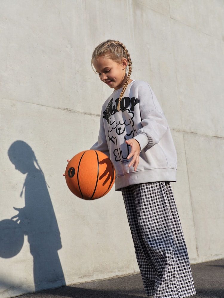 Grey/Gingham Dog Sweatshirt and Wide Leg Trousers Set (3-16yrs) - Image 2 of 10