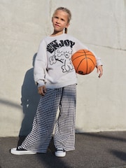 Grey/Gingham Dog Sweatshirt and Wide Leg Trousers Set (3-16yrs) - Image 4 of 10