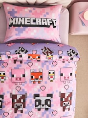 Pink Minecraft Duvet Cover and Pillowcase Set - Image 3 of 4