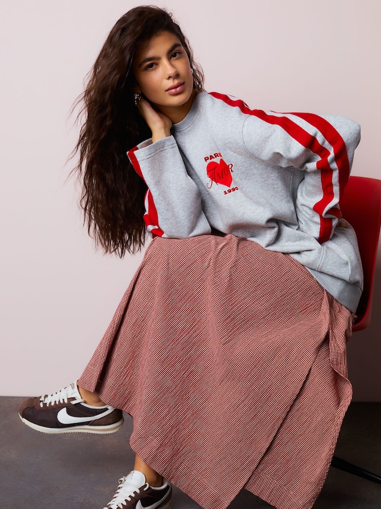 Grey Valentines Paris Heart Graphic Sweatshirt - Image 2 of 10