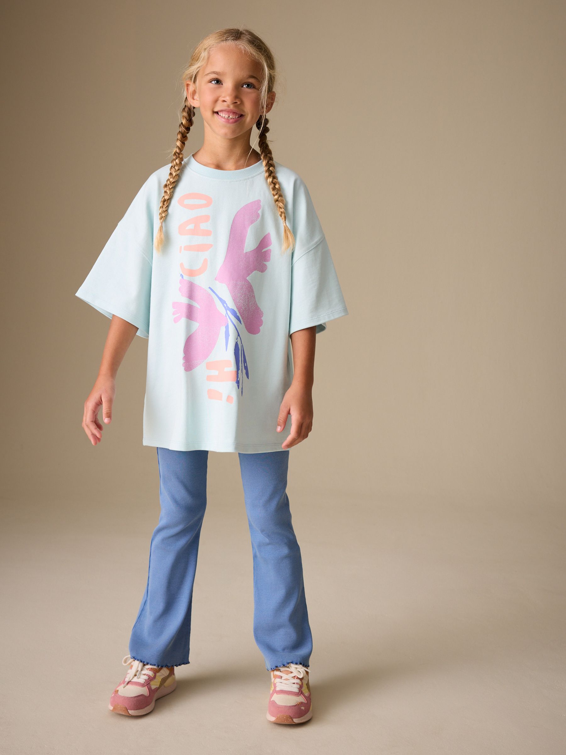 natty✩ Buy Blue Graphic T-Shirt and Kick Flare Set (3-16yrs) from Next