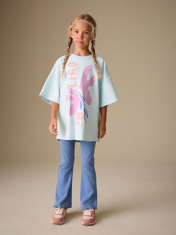 Blue Graphic T-Shirt and Kick Flare Set (3-16yrs) - Image 4 of 4