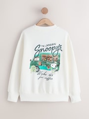 Ecru Snoopy Coffee Shop Graphic Long Sleeve Sweat Top - Image 2 of 4