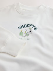 Ecru Snoopy Coffee Shop Graphic Long Sleeve Sweat Top - Image 3 of 4