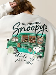Ecru Snoopy Coffee Shop Graphic - Long Sleeve Sweat Top - Imaginea 5 din 9