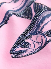 Pink Graphic Beaded Fish Graphic Sweatshirt - Image 7 of 8