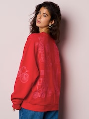 Red Embroidered Sweatshirt - Image 3 of 7