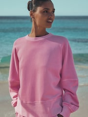 Fluro Pink Crew Neck Washed Sweatshirt - Image 1 of 8