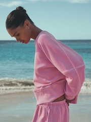 Fluro Pink Crew Neck Washed Sweatshirt - Image 4 of 8