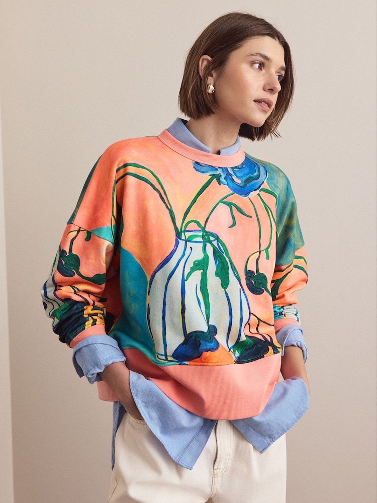 Pink Licence Elizabeth Power Printed Vase Cotton Sweatshirt - Image 1 of 9