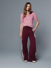 Pink, mehrfarbig - Kurzärmliger Pullover mit Twist-Strick und Wolle - Bild 2 von 8