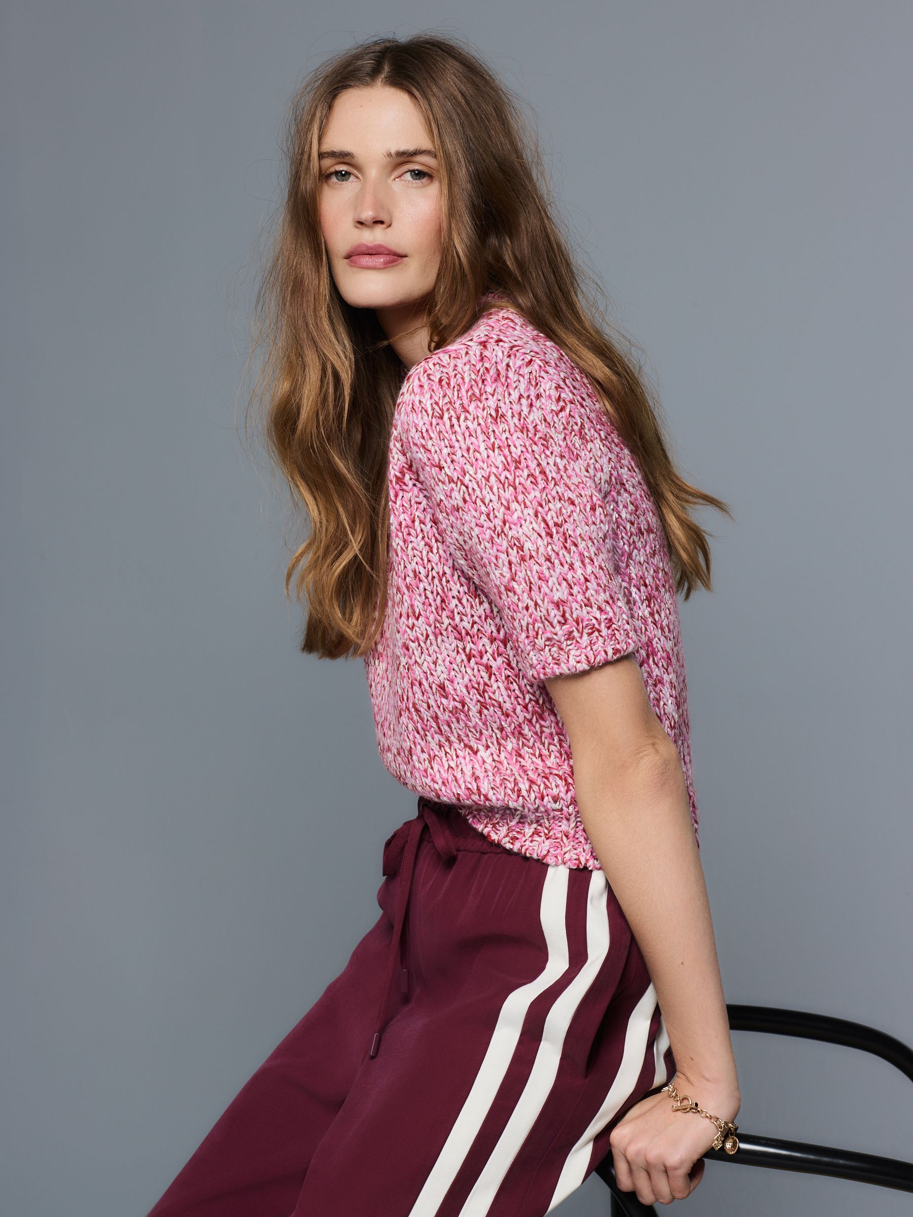 Buy Pink Multi Short Sleeve Twist Knit Jumper With Wool from Next