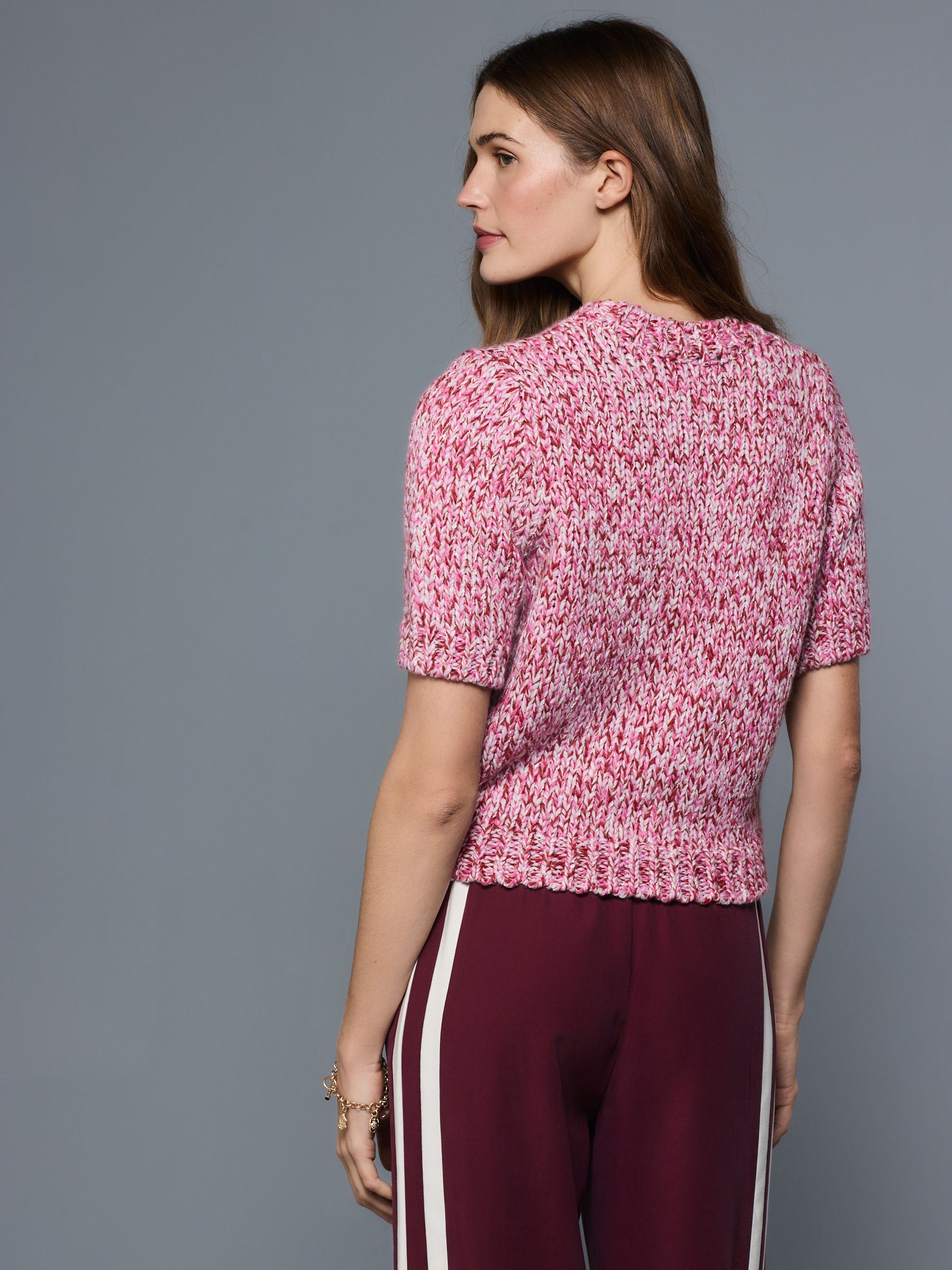 Buy Pink Multi Short Sleeve Twist Knit Jumper With Wool from Next