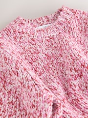 Pink, mehrfarbig - Kurzärmliger Pullover mit Twist-Strick und Wolle - Bild 7 von 8