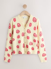Yellow Heart Cake Pattern Supersoft Knitted Slim V-Neck Cardigan - Image 6 of 9
