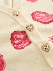 Yellow Heart Cake Pattern Supersoft Knitted Slim V-Neck Cardigan - Image 7 of 9