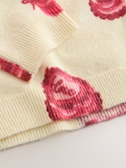 Yellow Heart Cake Pattern Supersoft Knitted Slim V-Neck Cardigan - Image 9 of 9