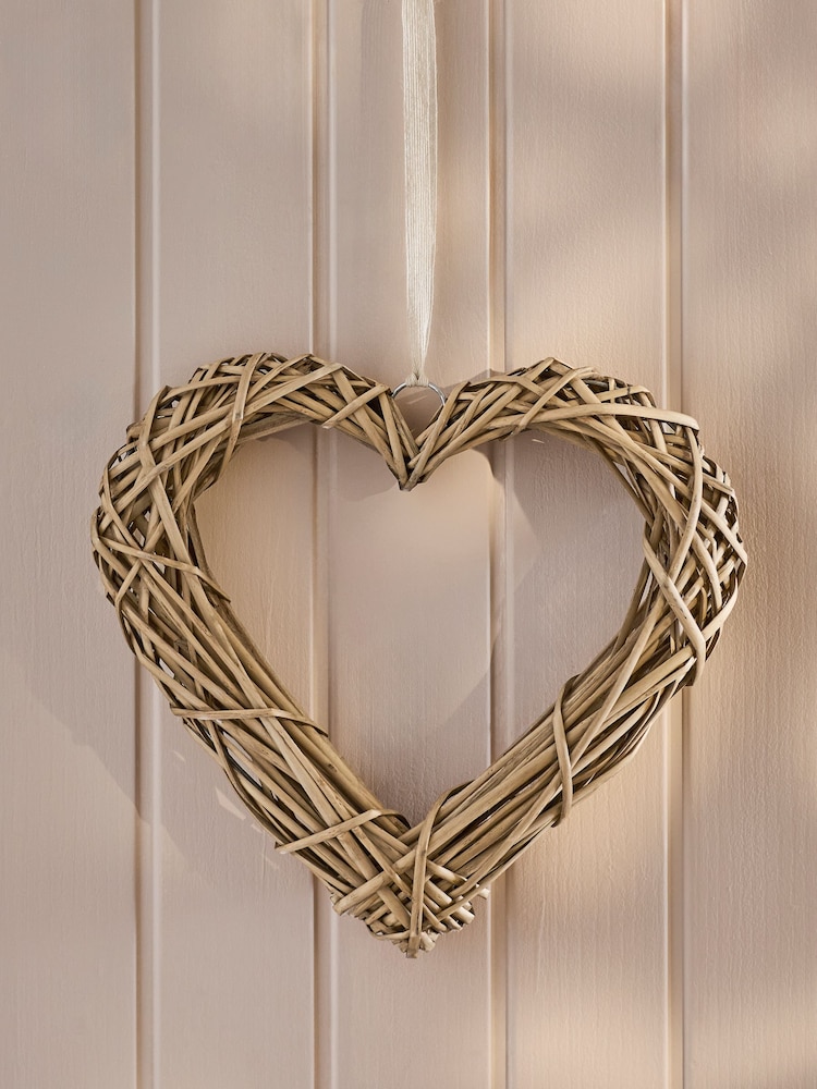 Natural Wicker Heart Wreath - Image 1 of 5