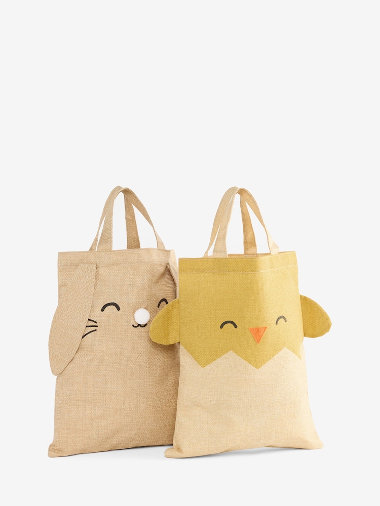 2 Pack Natural Easter Bunny and Chick Jute Gift Bag - Image 2 of 2