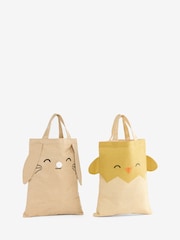 2 Pack Natural Easter Bunny and Chick Jute Gift Bag - Image 3 of 4