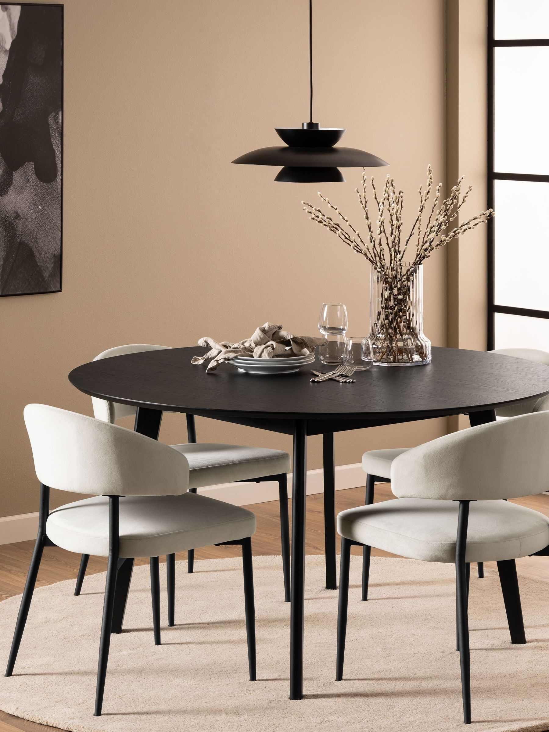 Actona Unisex Black Roxby 4 Seater Round Dining Table