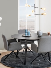 Actona Black Roxby 4 Seater Round Dining Table - Image 3 of 6