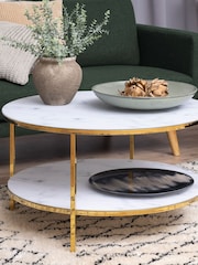 Actona White Alisma Round Coffee Table - Image 2 of 5