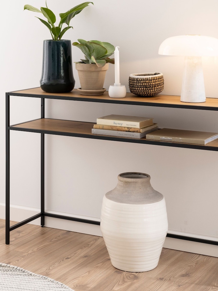 Actona Oak Seaford Metal Console Table - Image 1 of 6