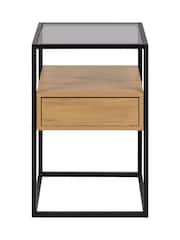 Actona Black Oak Randolf Square Bedside Table with 1 Drawer - Image 2 of 6