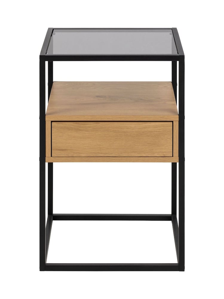 Actona Black Oak Randolf Square Bedside Table with 1 Drawer - Image 2 of 6