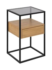 Actona Black Oak Randolf Square Bedside Table with 1 Drawer - Image 3 of 6