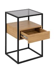 Actona Black Oak Randolf Square Bedside Table with 1 Drawer - Image 4 of 6