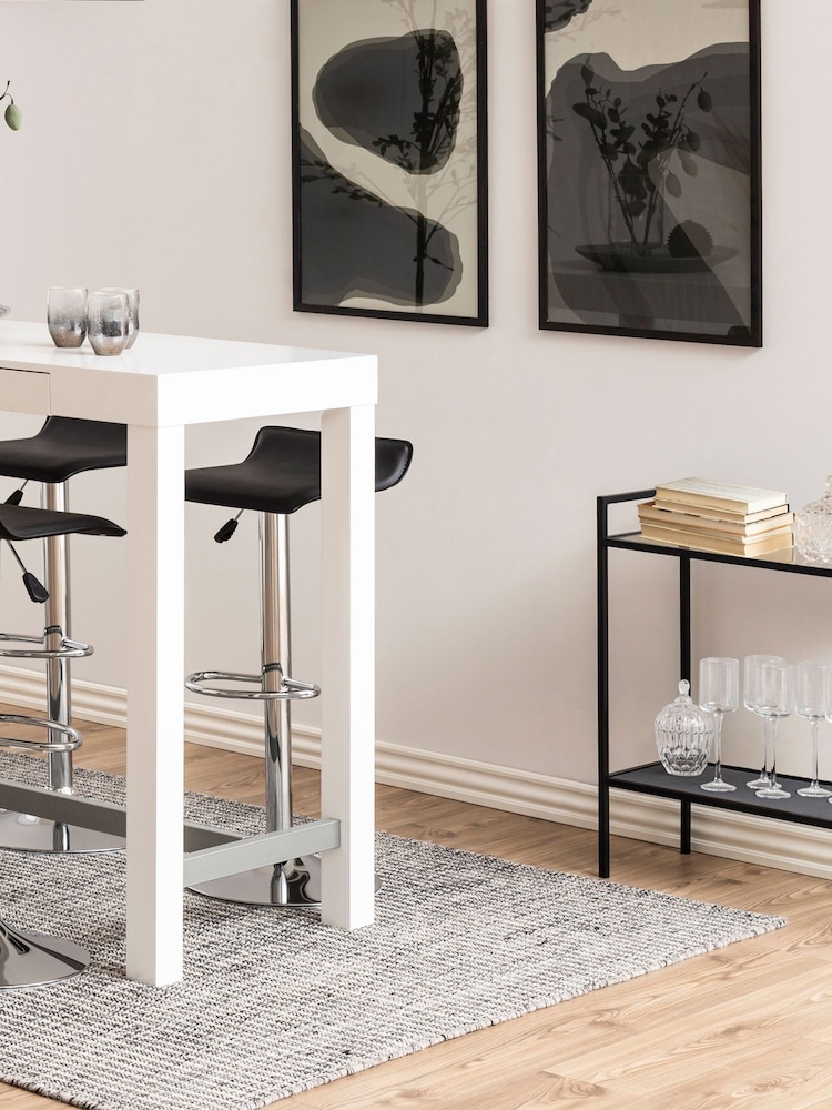 Actona Black Seaford Metal Serving Trolley with Glass Top - Image 2 of 6